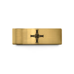 custom engraved rings men – gold tungsten imbolc brigids cross wedding band