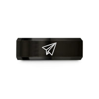 tungsten bands for men – black tungsten paper airplane wedding band