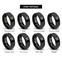 font options for inside engraving on black 4x4 badge rings