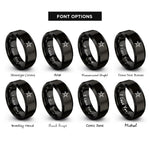 font options for inside engraving on black 5 pointed star rings