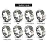 font options for inside engraving on grey 5 pointed star rings