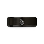 anniversary bands for him – black tungsten angora rabbit wedding band
