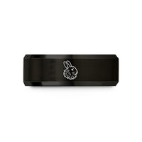 anniversary bands for him – black tungsten angora rabbit wedding band