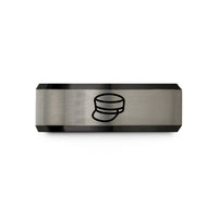 women's comfort fit – black & gray tungsten engineer cap wedding band