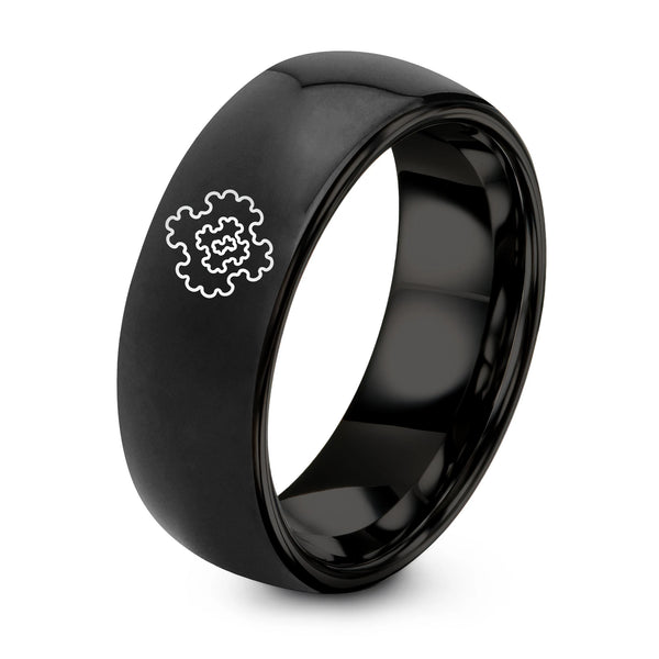 Julia Set – Tungsten Wedding Band, 8 mm, Black Comfort-Fit Unisex