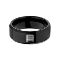 personalized rings for men – black tungsten sushi rolling mat wedding band
