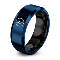 unique ideas for him – black & blue tungsten virgo constellation circle ring