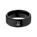 unique anniversary present ideas – black tungsten checkpoint marker flag wedding band