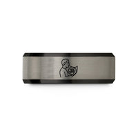 anniversary bands for couples – black & grey tungsten french horn player wedding band