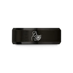 personalized anniversary present ideas – black tungsten french horn player wedding band