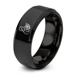 anniversary bands for couples – black tungsten french horn player ring