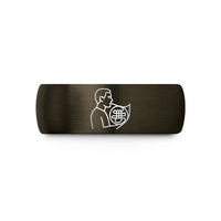 anniversary bands for couples – gunmetal & black tungsten french horn player wedding band