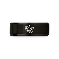 personalized anniversary present ideas – black & gold tungsten theater masks wedding band