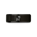unique presents for him – black & rose gold tungsten reindeer wedding band