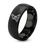 50 Year Old Gifts for Women – black tungsten concrete finisher silhouette ring