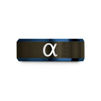 personalized jewelry for her – gunmetal & blue tungsten fine structure constant wedding band