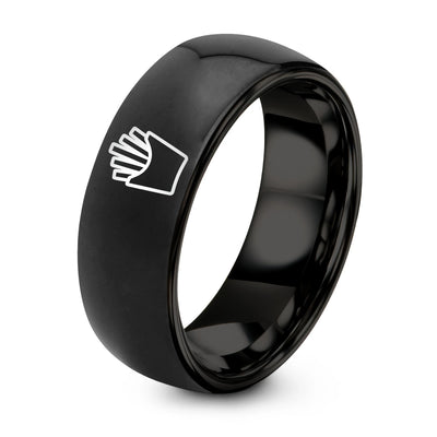 French Fry Carton – Tungsten Wedding Band, 8 mm, Black Comfort-Fit Unisex