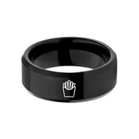 best presents for her – black tungsten french fry carton wedding band