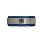 women’s silver rings – black & blue & silver tungsten green flag wedding band