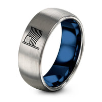 50 Year Old Gifts for Women – blue & grey tungsten green flag ring
