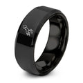 Howling Wolf – Tungsten Wedding Band, 8 mm, Black Comfort-Fit Unisex