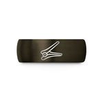 women’s tungsten wedding band – gunmetal & black tungsten sectioning clips wedding band
