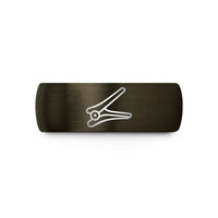 women’s tungsten wedding band – gunmetal & black tungsten sectioning clips wedding band