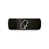 unique presents for him – black tungsten hamster standing wedding band