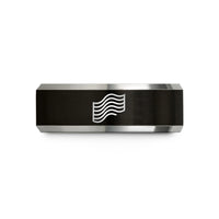personalized jewelry for her – black & silver tungsten offset wave lines wedding band