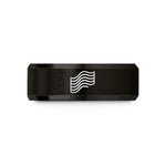 custom rings for her – black tungsten offset wave lines wedding band