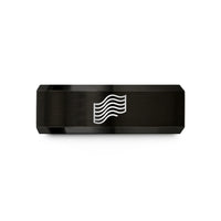 custom rings for her – black tungsten offset wave lines wedding band