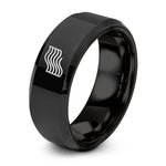 personalized jewelry for her – black tungsten offset wave lines ring