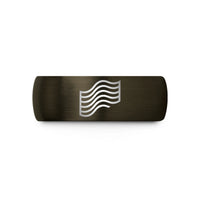 rings for her present – gunmetal & black tungsten offset wave lines wedding band