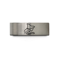 special presents for her – grey tungsten ray silhouette wave wedding band