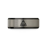 meaningful present for her – black & grey tungsten triquetra wolf wedding band