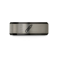 tungsten rings for him – black & grey tungsten box cutter wedding band