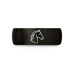 personalized anniversary present ideas – black & rose gold tungsten horse wedding band