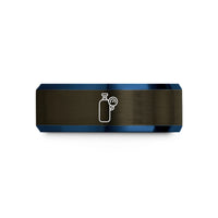 tungsten wedding bands unisex – gunmetal & blue tungsten oxygen gauge wedding band