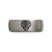 tungsten wedding bands men – gunmetal & silver tungsten v8 engine block wedding band