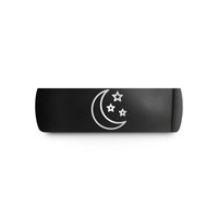 wedding band for him – black tungsten waning crescent stars wedding band