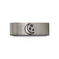 unique rings for couples – gold & silver tungsten waning crescent stars wedding band