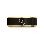 anniversary ring for him – black & gold tungsten fried chicken drumstick wedding band