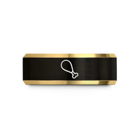 anniversary ring for him – black & gold tungsten fried chicken drumstick wedding band