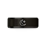 tungsten wedding bands unisex – black tungsten waxing crescent star wedding band
