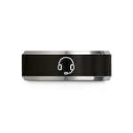 anniversary rings for couples – black & grey tungsten headset microphone wedding band