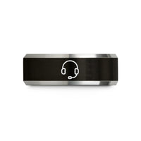 anniversary rings for couples – black & grey tungsten headset microphone wedding band