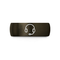 anniversary rings for couples – gunmetal & black tungsten headset microphone wedding band
