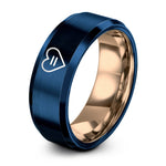 rose gold & blue tungsten pride sign ring