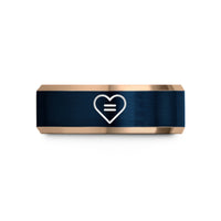 unique presents for her – rose gold & blue tungsten pride sign wedding band