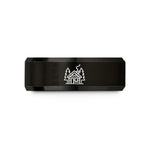 personalized rings for couples – black tungsten cabin smoke wedding band